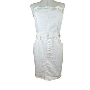 Good American Strapless Denim Tube Mini Dress Cloud White Size L NWT GDTDSP046